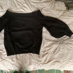 Black off the shoulder bell sleeve sweater